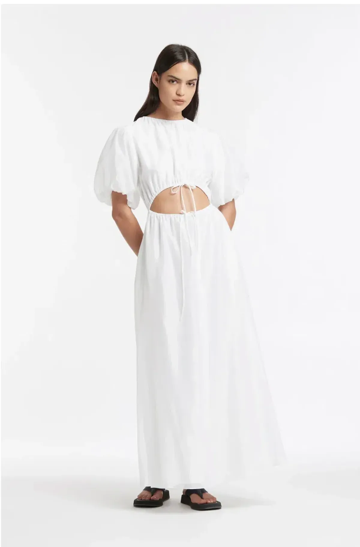 Sir the Label Franc Puff Sleeve Midi Dress White Size 0 / AU 6 - Image 1