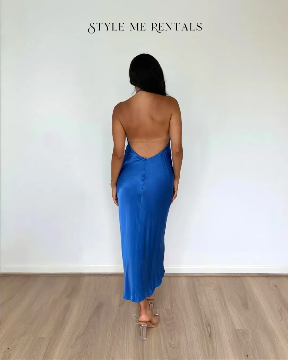 Shona Joy Oliviera Low Back Halter Neck Midi Dress Strong Blue Size 4 - Image 5