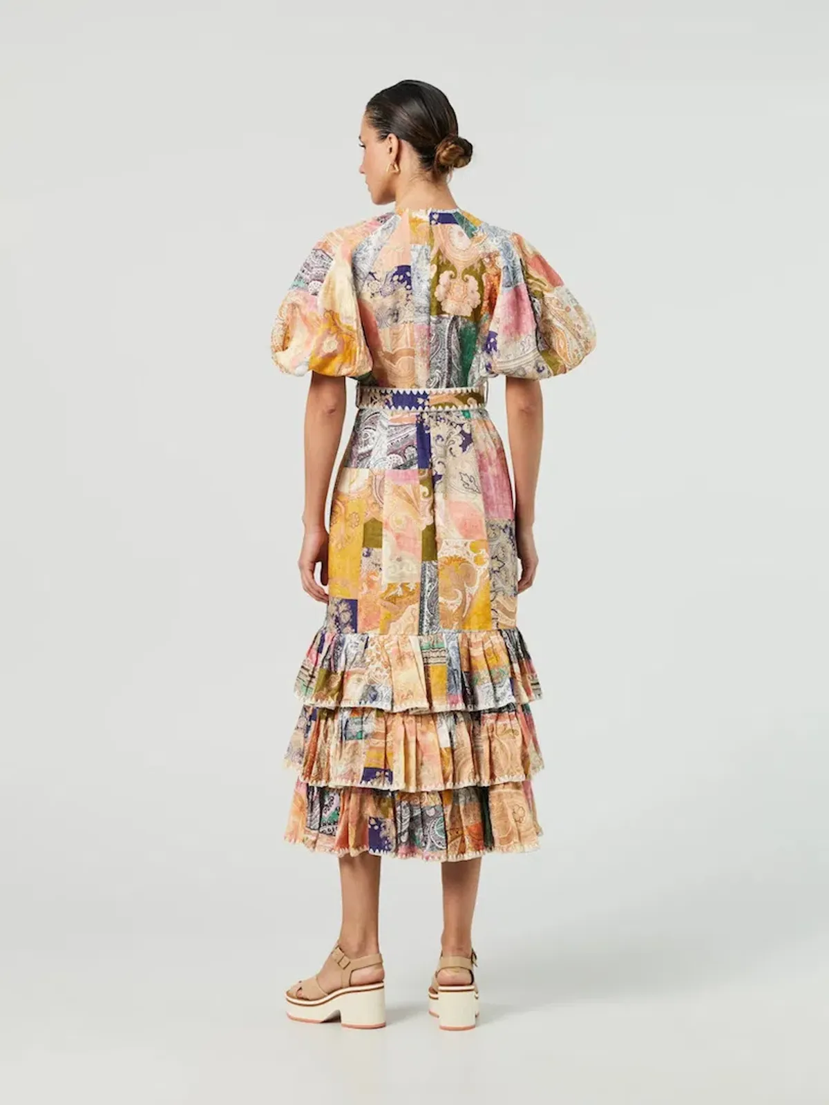 Zimmermann Anneke Ruffle Hem Midi Dress Patch Paisley Size 4 / AU 16 - Image 2