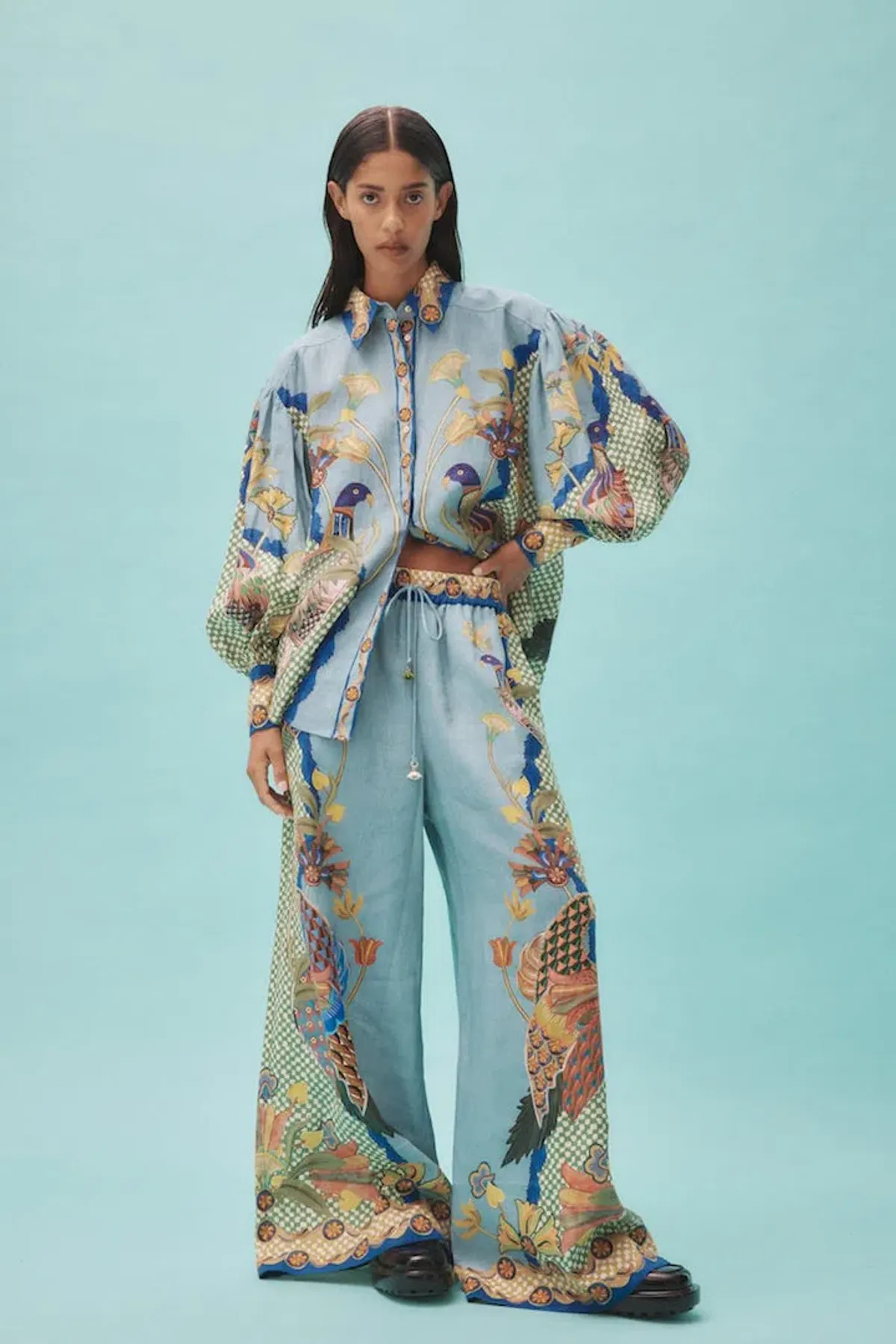 Alemais Gilly Shirt and Pant Set Misty Blue Size 12 - Image 1