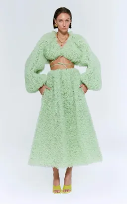 Selezza London Mercy Cardigan and Vesper Midi Skirt Set Green Size S/AU 8 for rent on The Volte - image 1