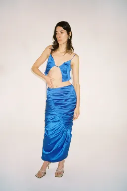 Kourh Otto Top & High Twisted Skirt Set in Cobalt Blue Size 8  for rent on The Volte - image 2