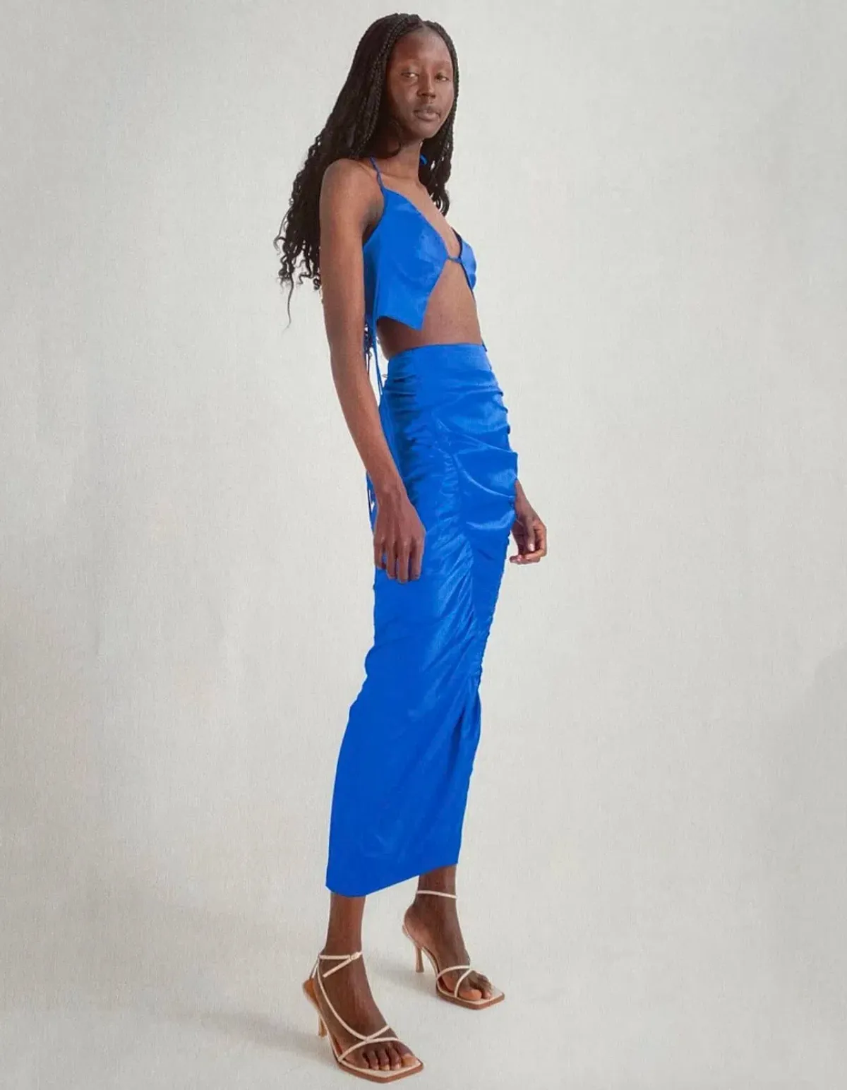 Kourh Otto Top & High Twisted Skirt Set in Cobalt Blue Size 8  - Image 1