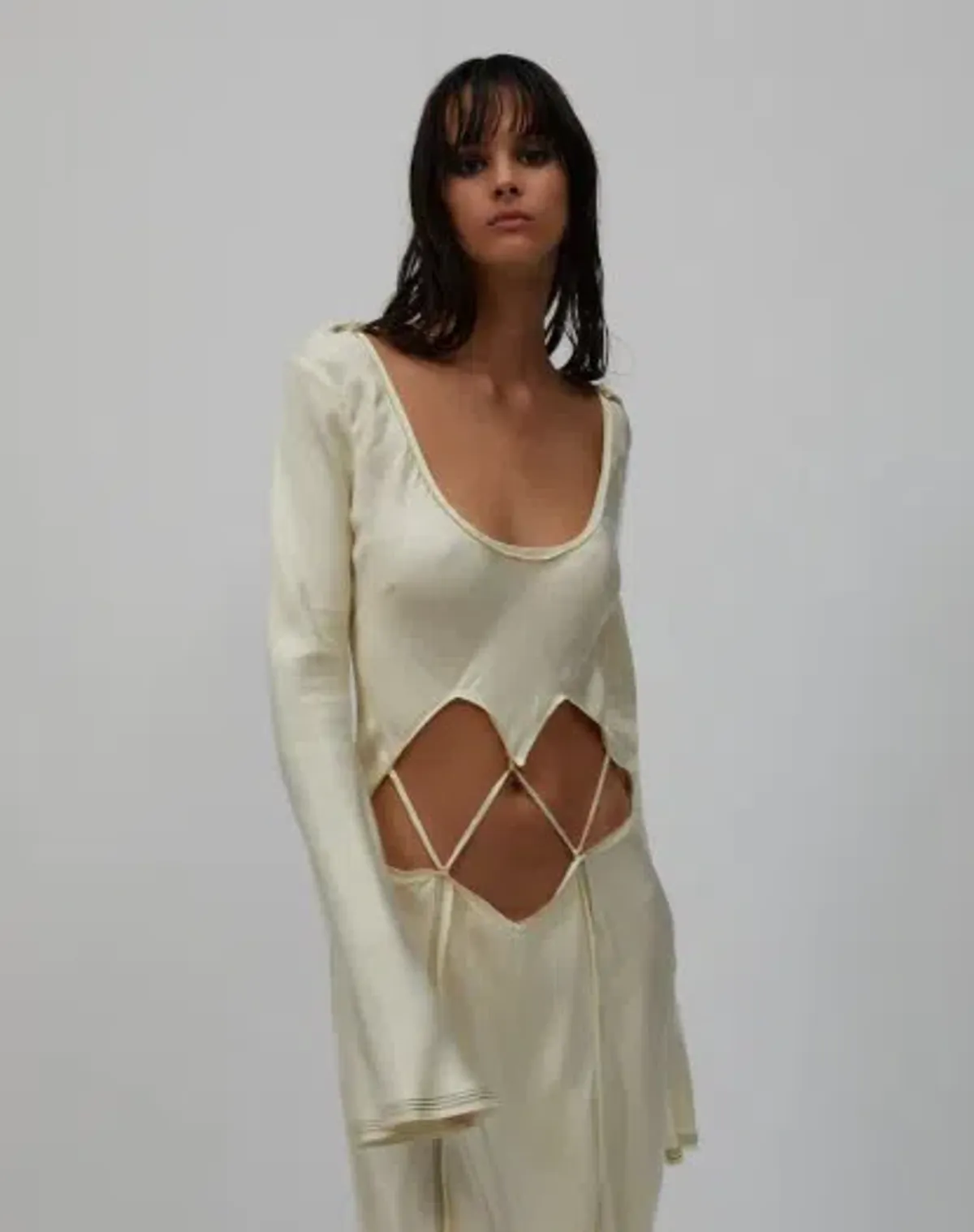 Bec & Bridge Naomi Long Sleeve Cut Out Dress in Ecru Size 8 - Image 9