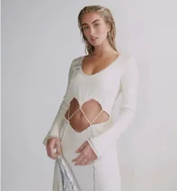 Bec & Bridge Naomi Long Sleeve Cut Out Dress in Ecru Size 8 for rent on The Volte - image 10