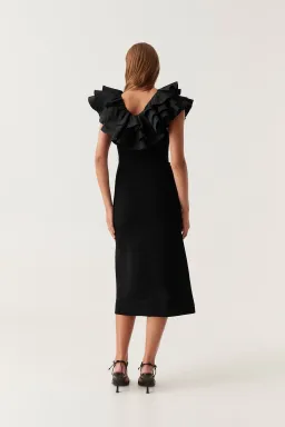 Aje Transcendent Ruffle Midi Dress Black Size L/Au 12 for rent on The Volte - image 3