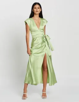 Bec & Bridge Apple Eyes Wrap Midi Dress Green Size 8  for rent on The Volte - image 1