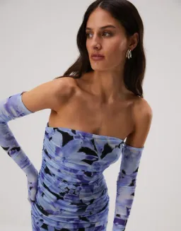 Misha Cosimo Mesh Midi Dress with Gloves Floral Size 8/S for rent on The Volte - image 4