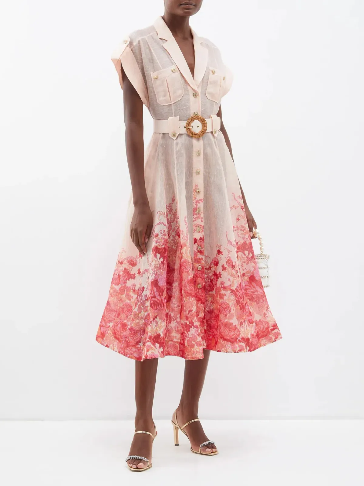 Zimmermann High Tide Belted Midi Shirt Dress Floral Size 0 / AU 8 - Image 2