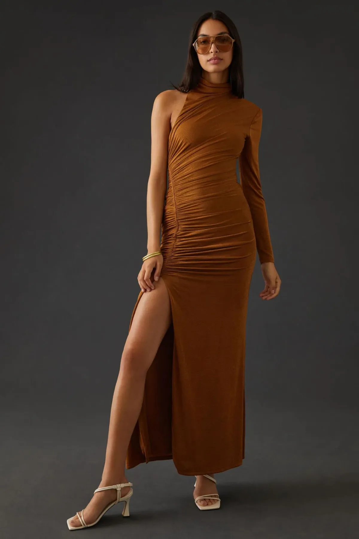 Misha Pauline Silky Maxi Dress Bronze Size 6 - Image 1