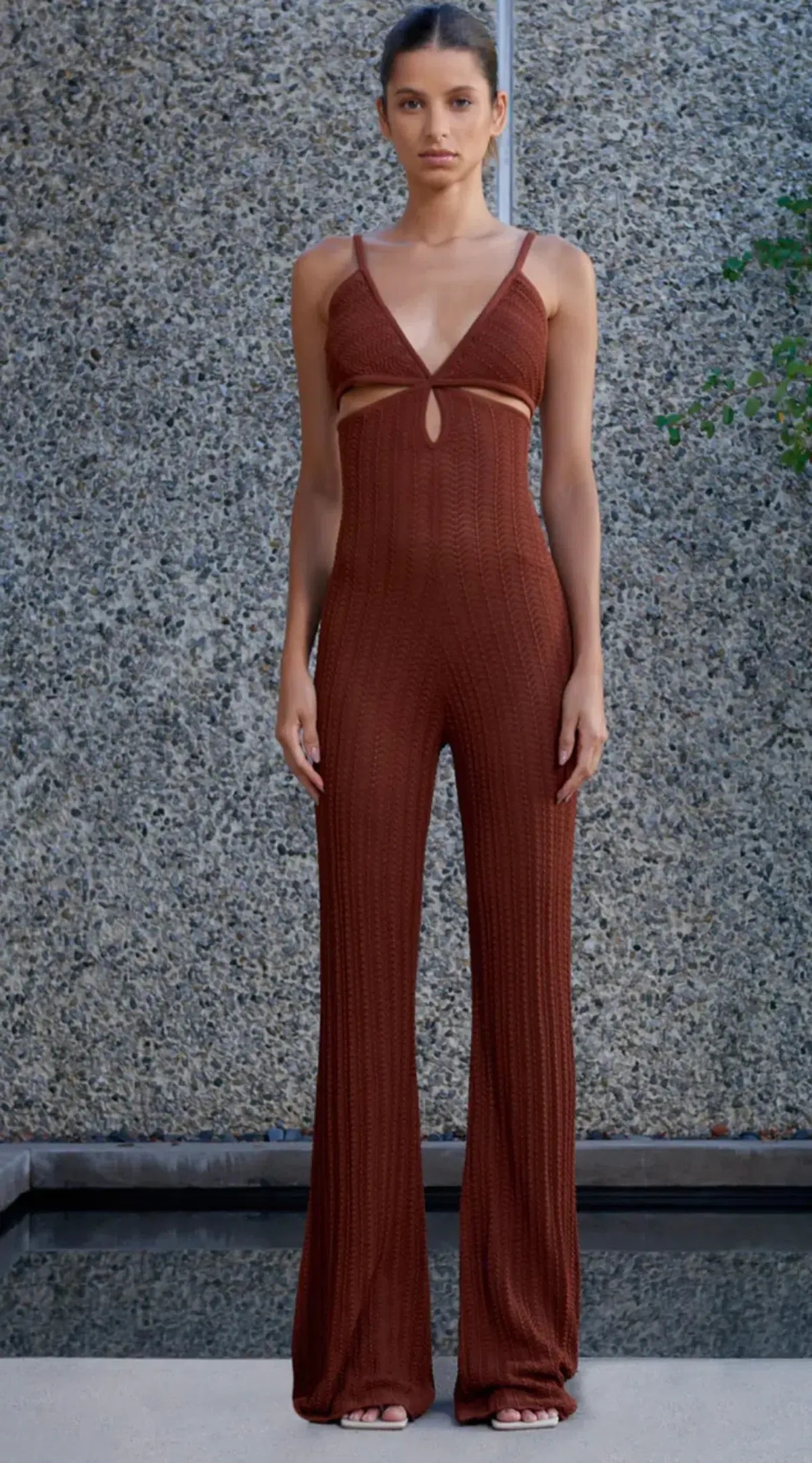 MISHA Lambeth Knit Jumpsuit Brown Size 6/XS - Image 1