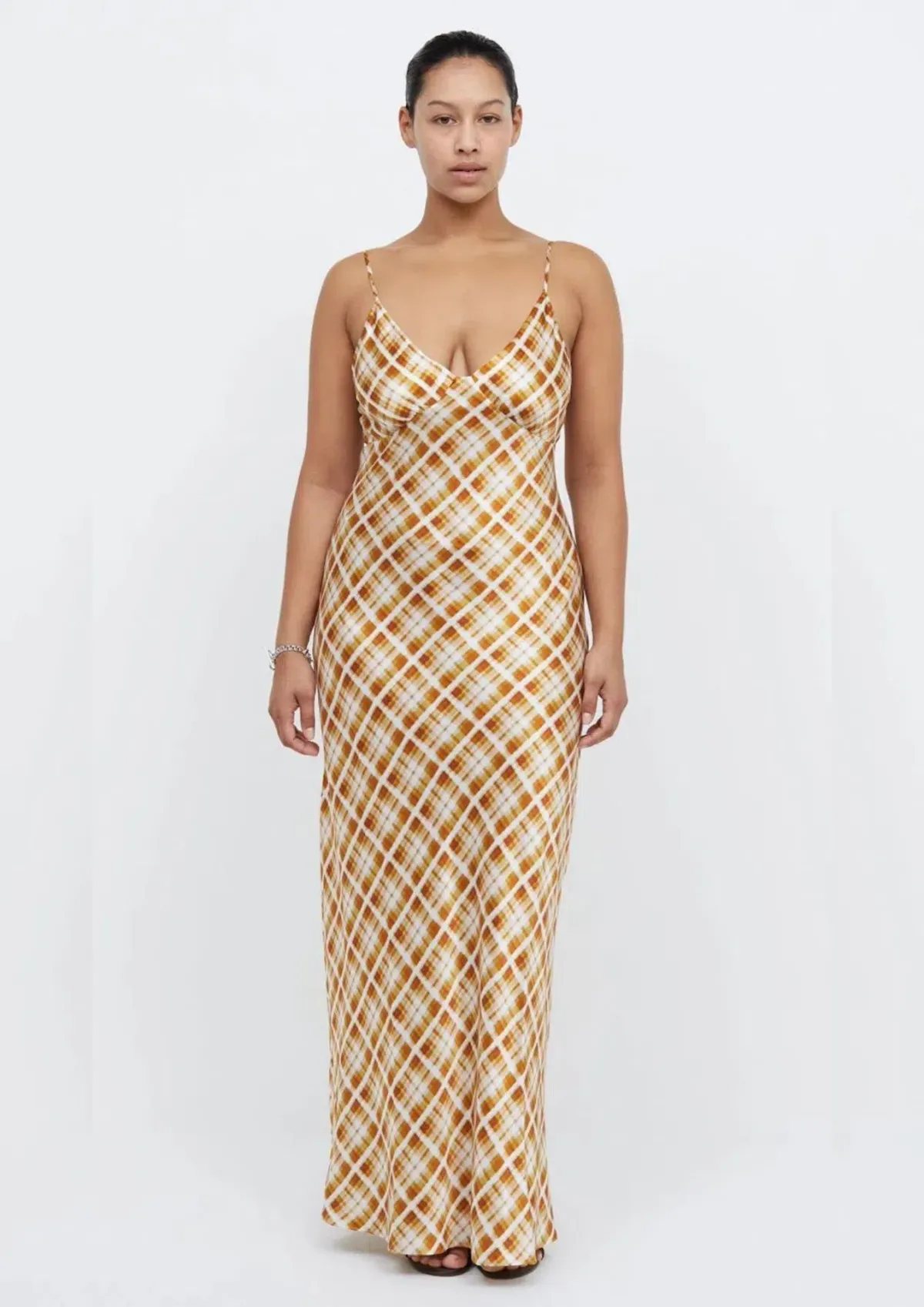 Bec & Bridge Amber V Maxi Dress Sunflower Check Print Size 12 - Image 1