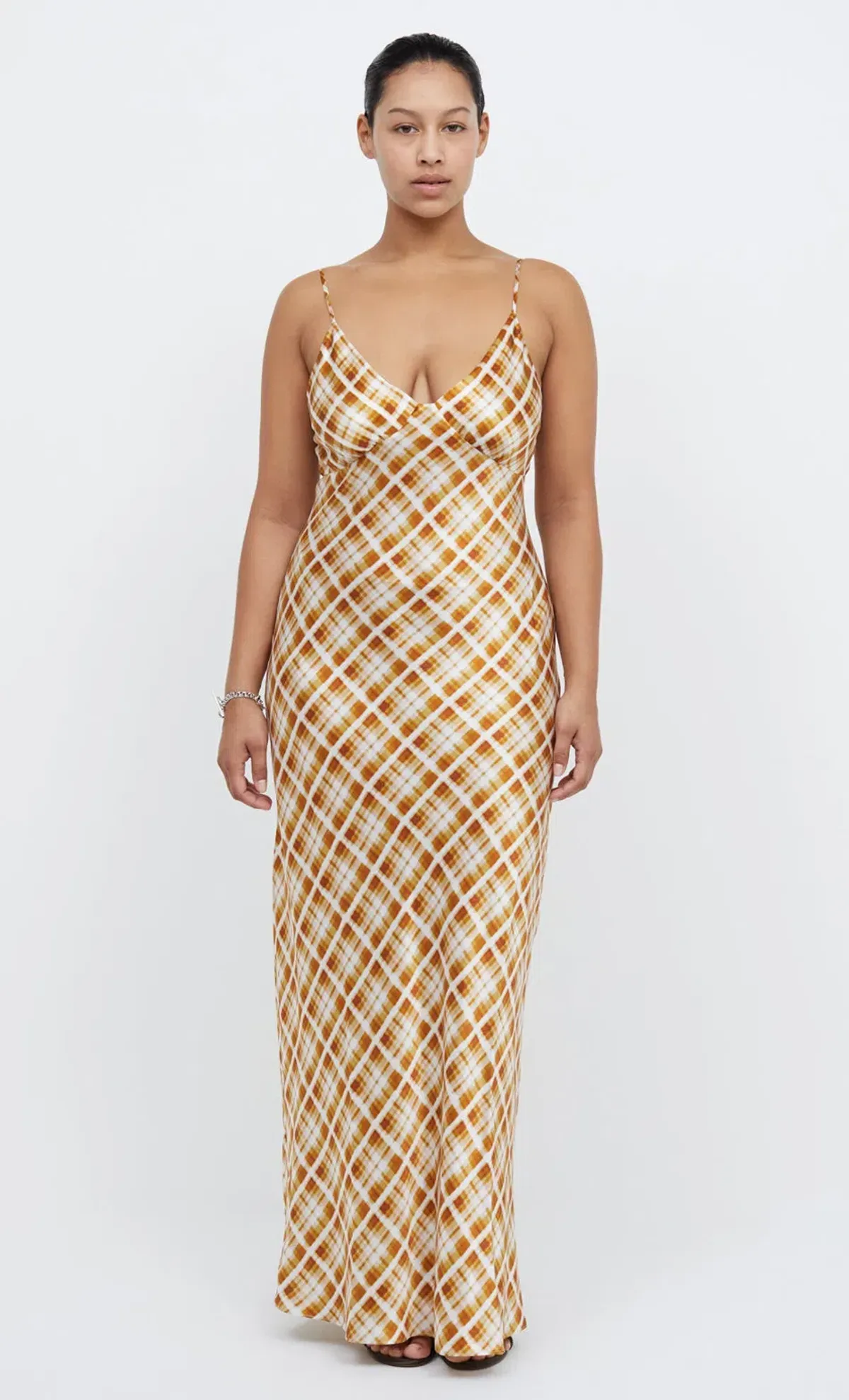 Bec & Bridge Amber V Maxi Dress Sunflower Check Print Size 12 - Image 3