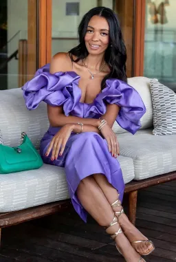 Alemais Suzi Off Shoulder Midi Dress Violet Size 8 for rent on The Volte - image 7