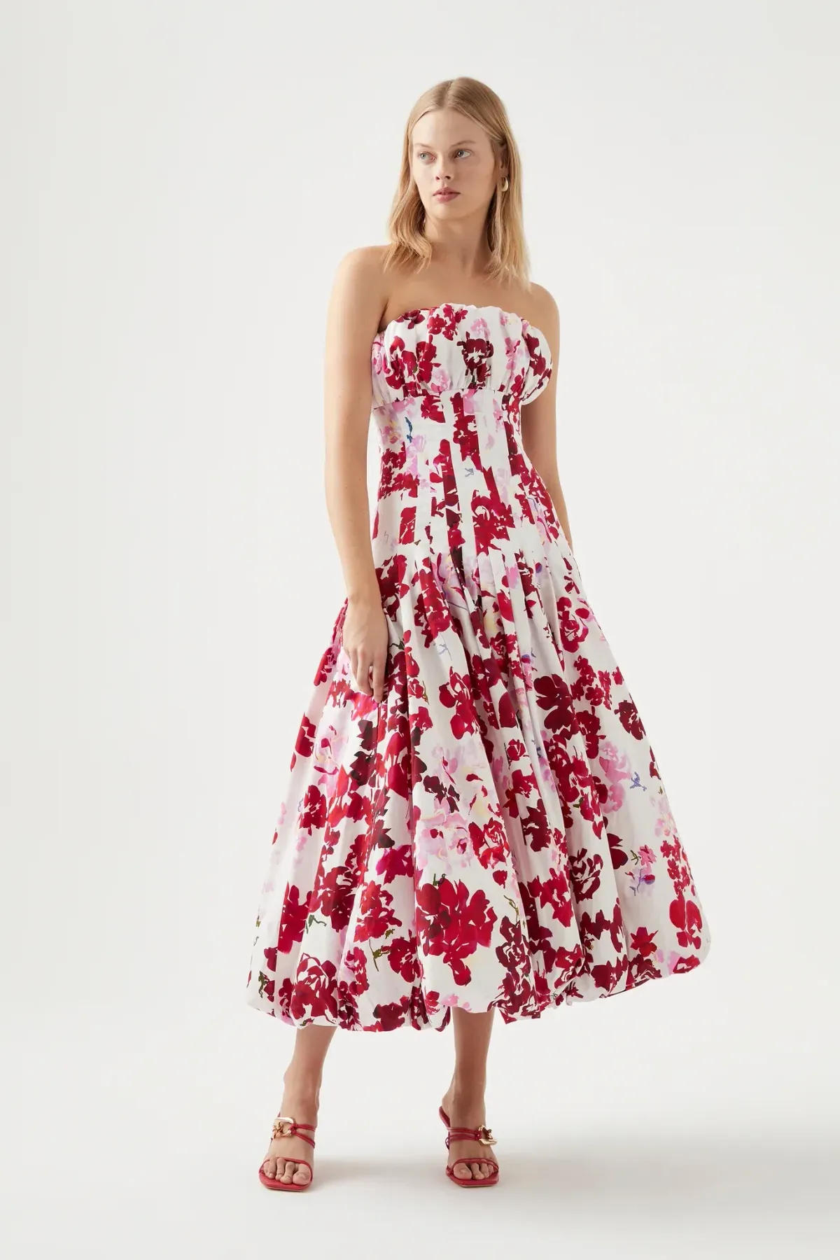 Aje Mathilde Bubble Hem Midi Dress Floral Size 10 - Image 1