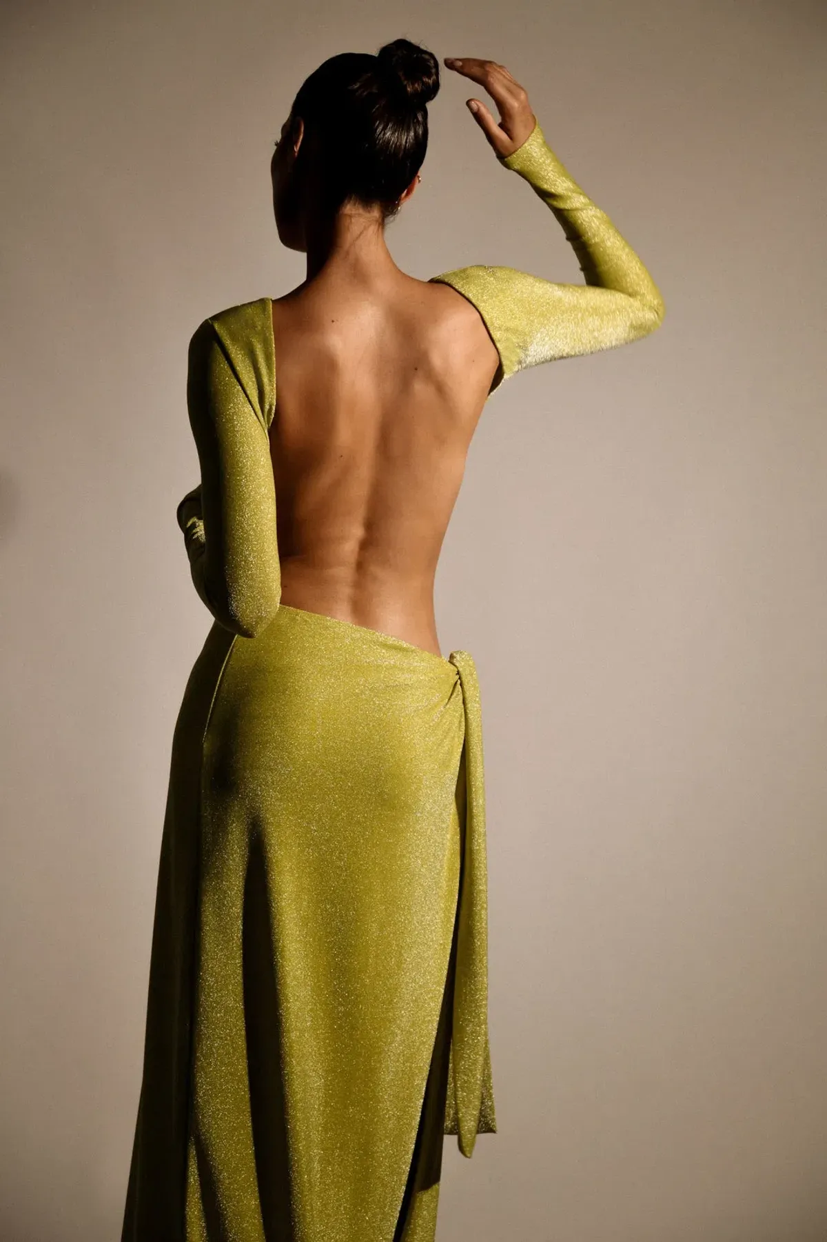 Meshki Christina Backless Maxi Wrap Dress Green Shimmer Size S / AU 8 - Image 5