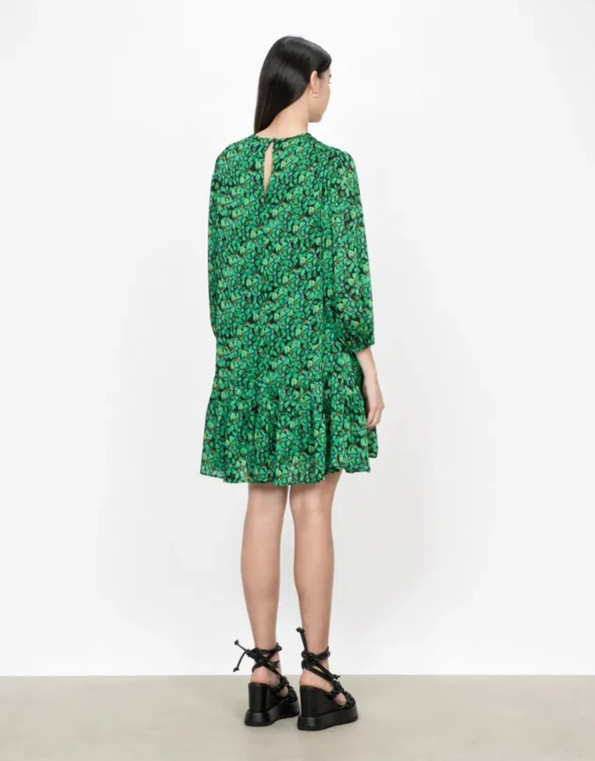 Veronika Maine Clover Print Swing Mini Dress Clover Green Size AU 10 - Image 3