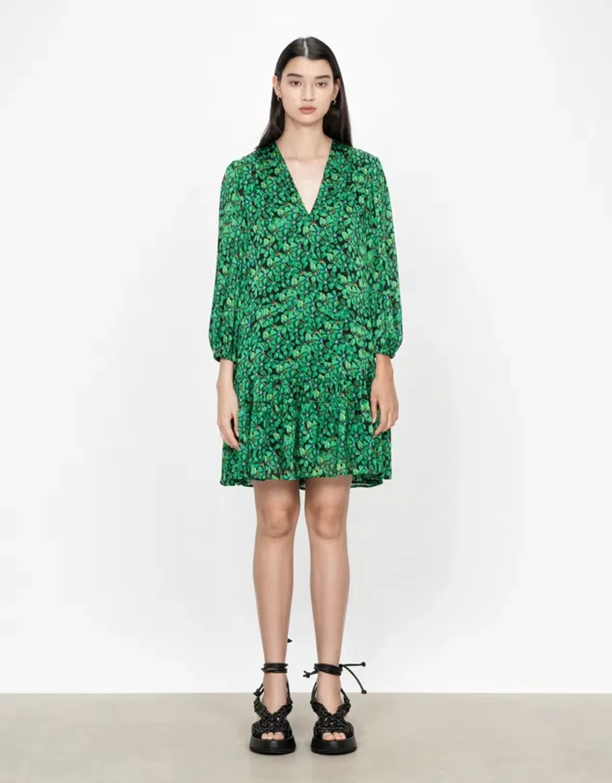 Veronika Maine Clover Print Swing Mini Dress Clover Green Size AU 10 - Image 1
