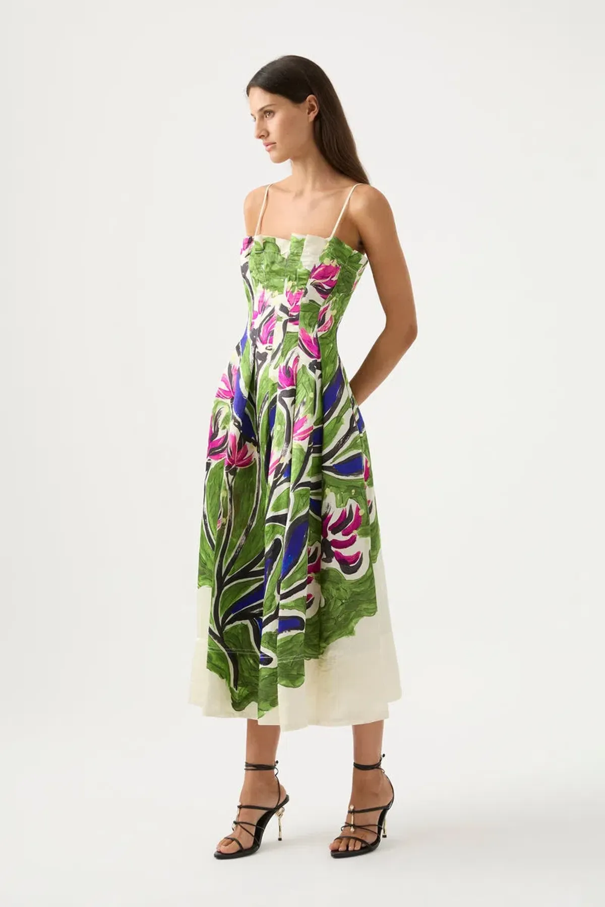 Aje Paradiso Cinched Midi Dress Floral Size 4 - Image 1
