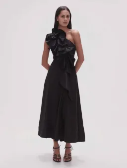 Aje Adelia Midi Dress Black  Size 12 for rent on The Volte - image 1