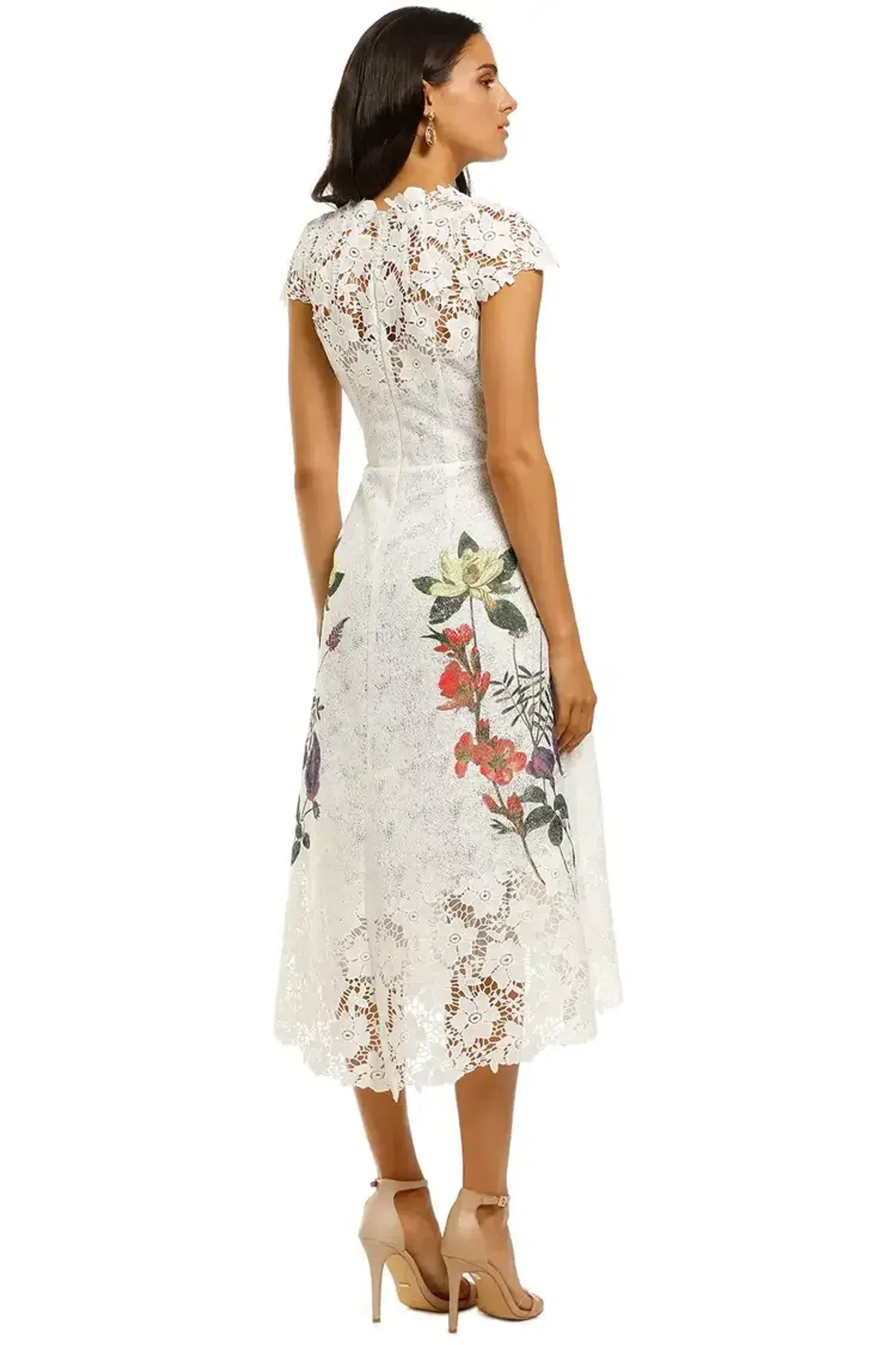 Moss and Spy Fleur Dress Ivory Print White Size 10 - Image 3