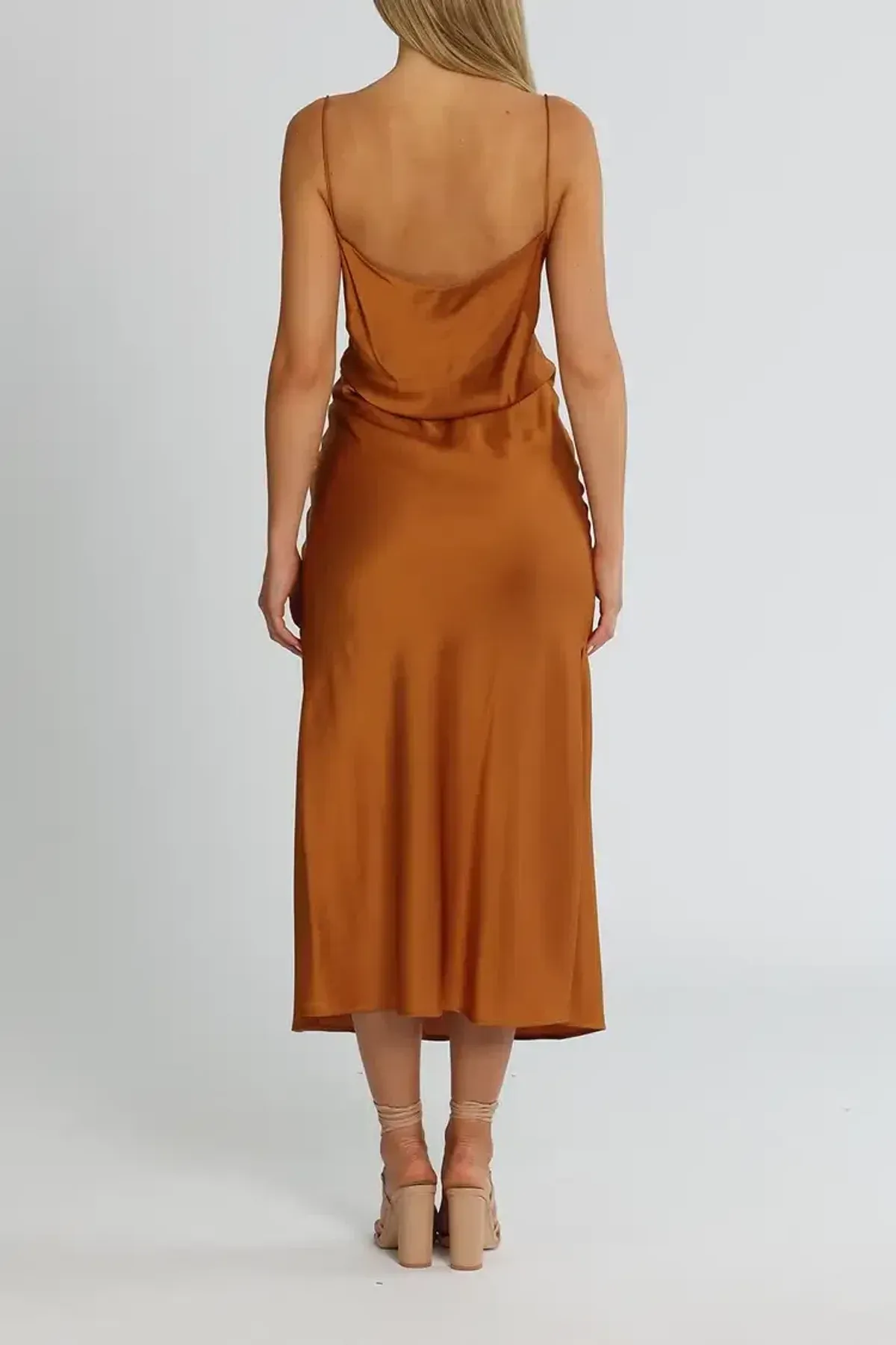 Clea Estelle Slip Dress Copper Brown Size 8 - Image 3