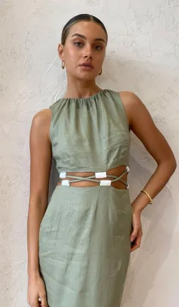 Sir The Label Mayra Deconstructed Maxi Dress Green Size 8 for rent on The Volte - image 4