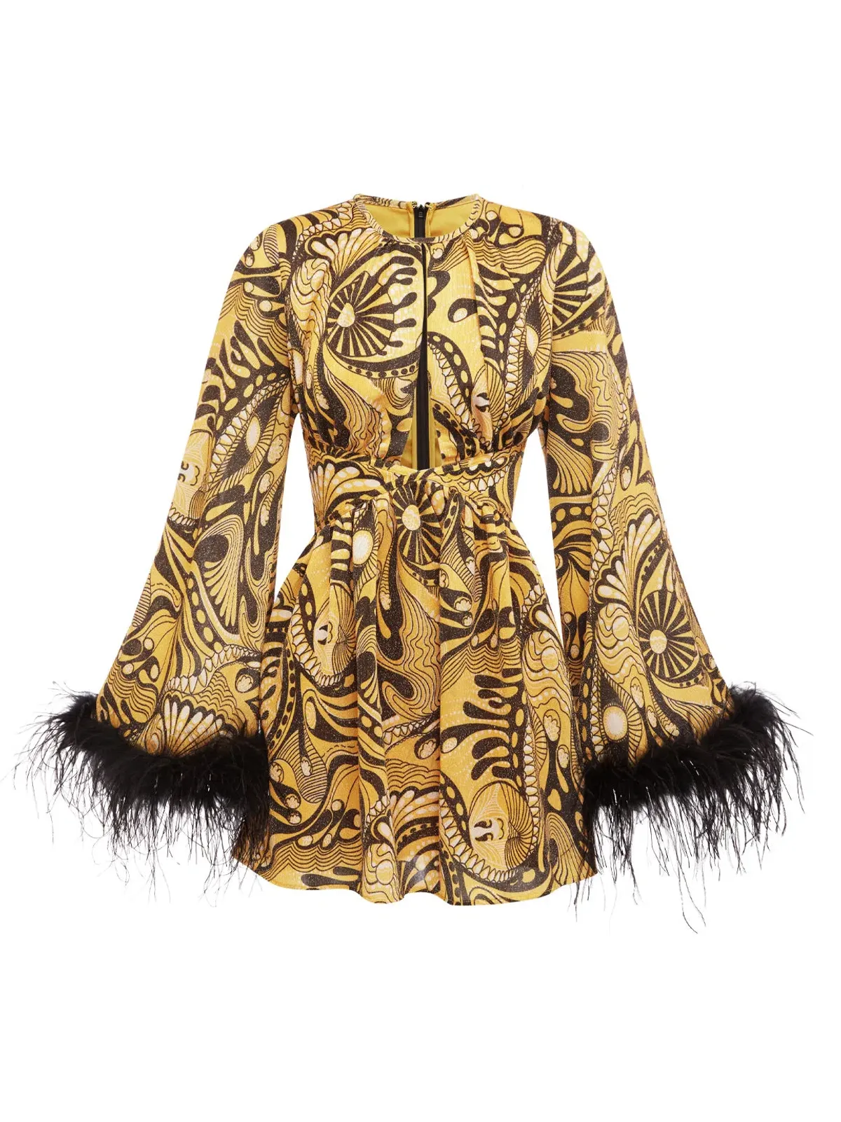 Alice McCall Gold Dust Feather Mini Dress Print Size 6 AU - Image 4