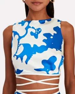 Sir the Label Esme Deconstructed Top in Blue/White Print Size 1 /Au 8 for rent on The Volte - image 1