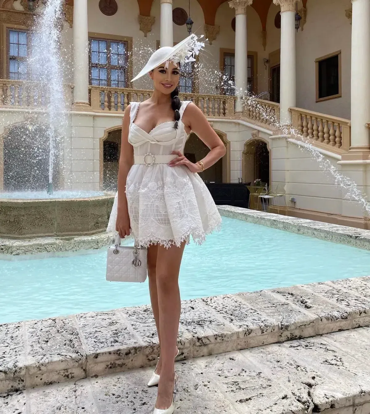 Zimmermann High Tide Embroidered Mesh Mini Dress in Ivory Size 0 / Au 8  - Image 3