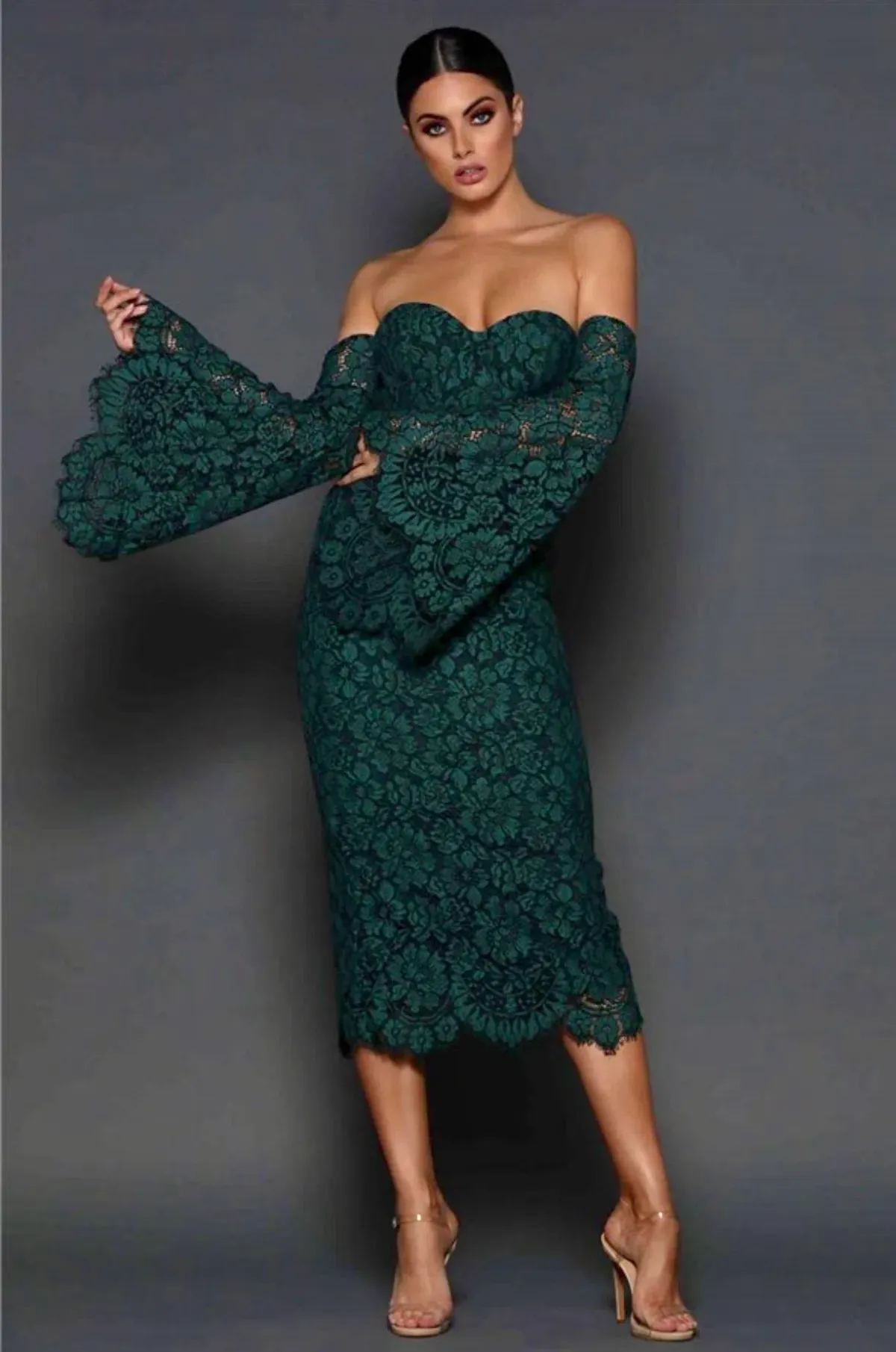 Elle Zeitoune Heather Dress Forest Green Size 6 - Image 1