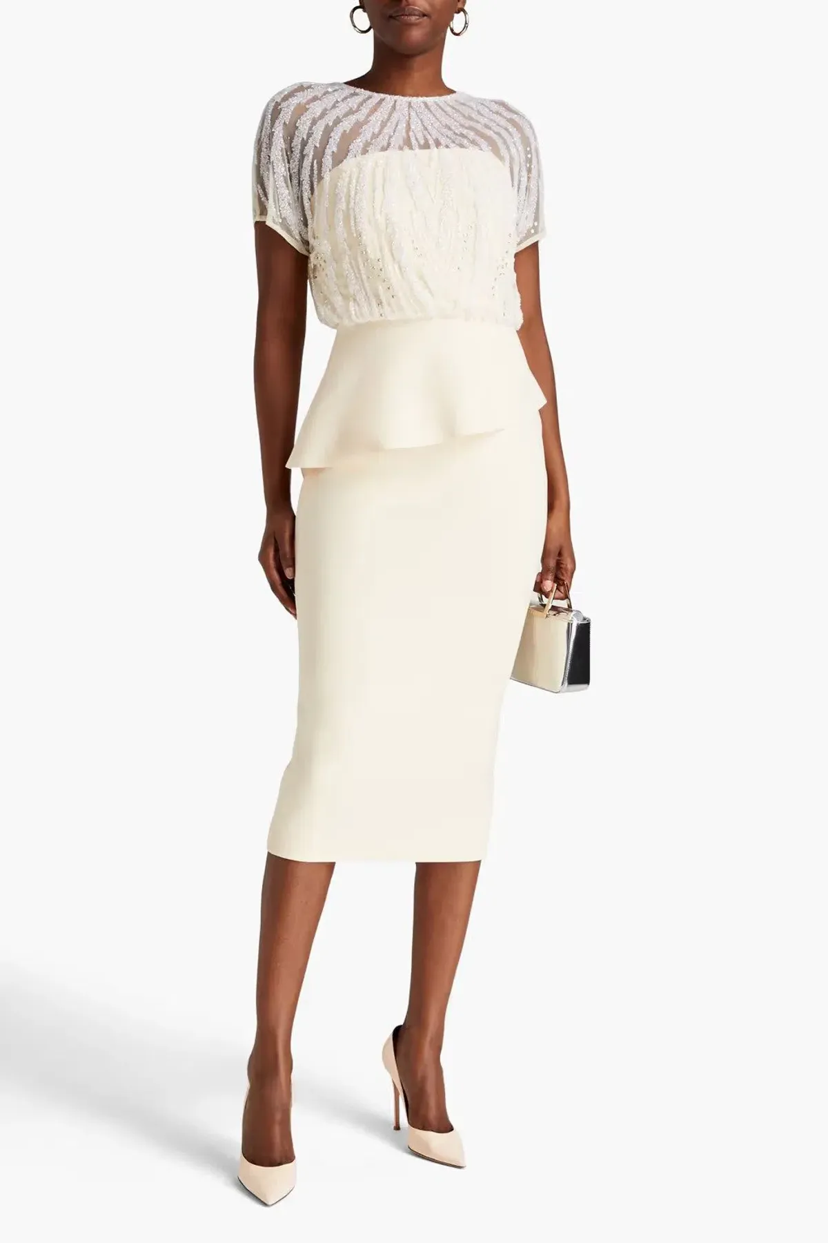 Rachel Gilbert Cole Embellished Midi Dress Cream Size 1/Au 8 - Image 1