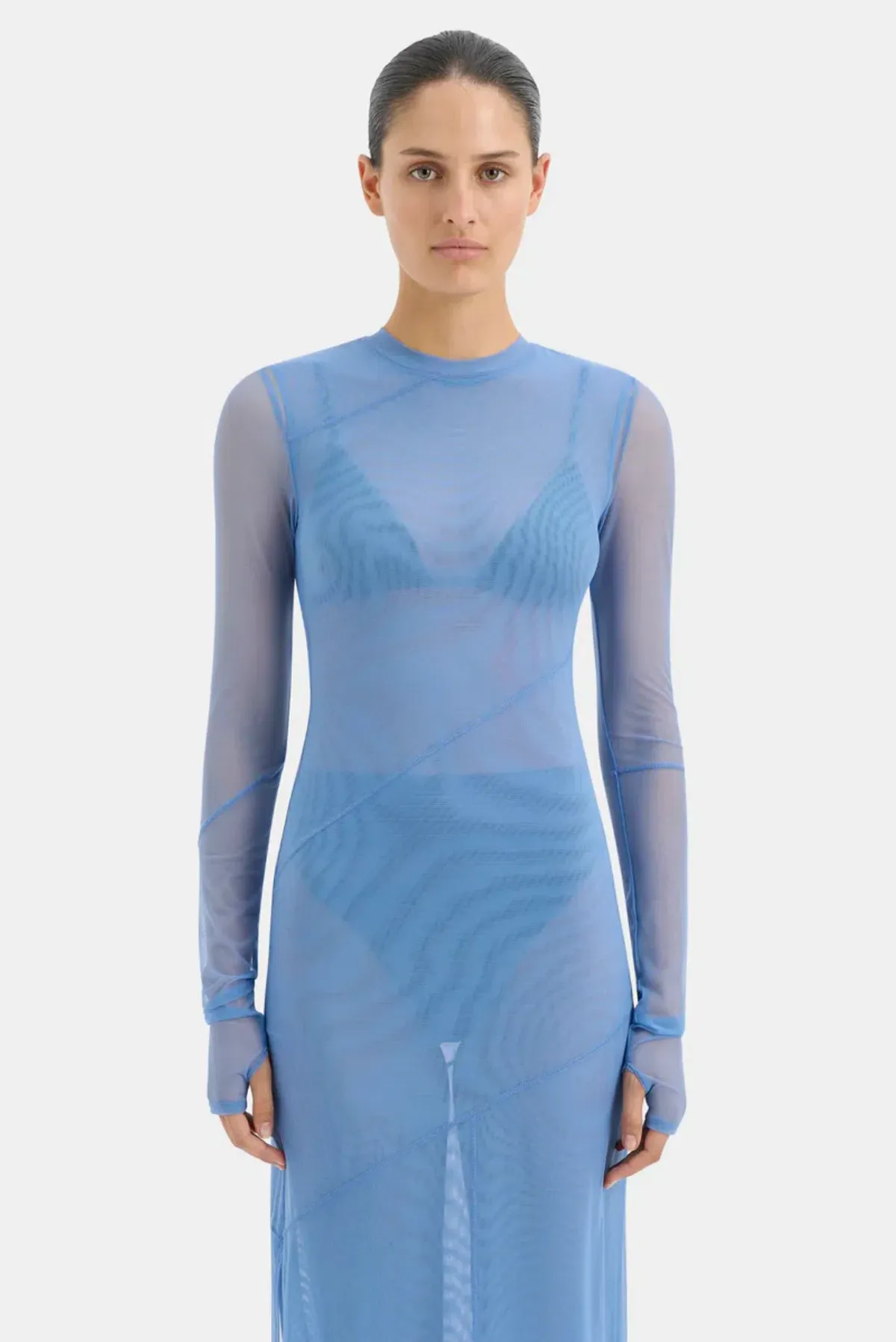Sir the Label Jacques Mesh Panelled Midi Dress Blue Size 2 / AU 10 - Image 2