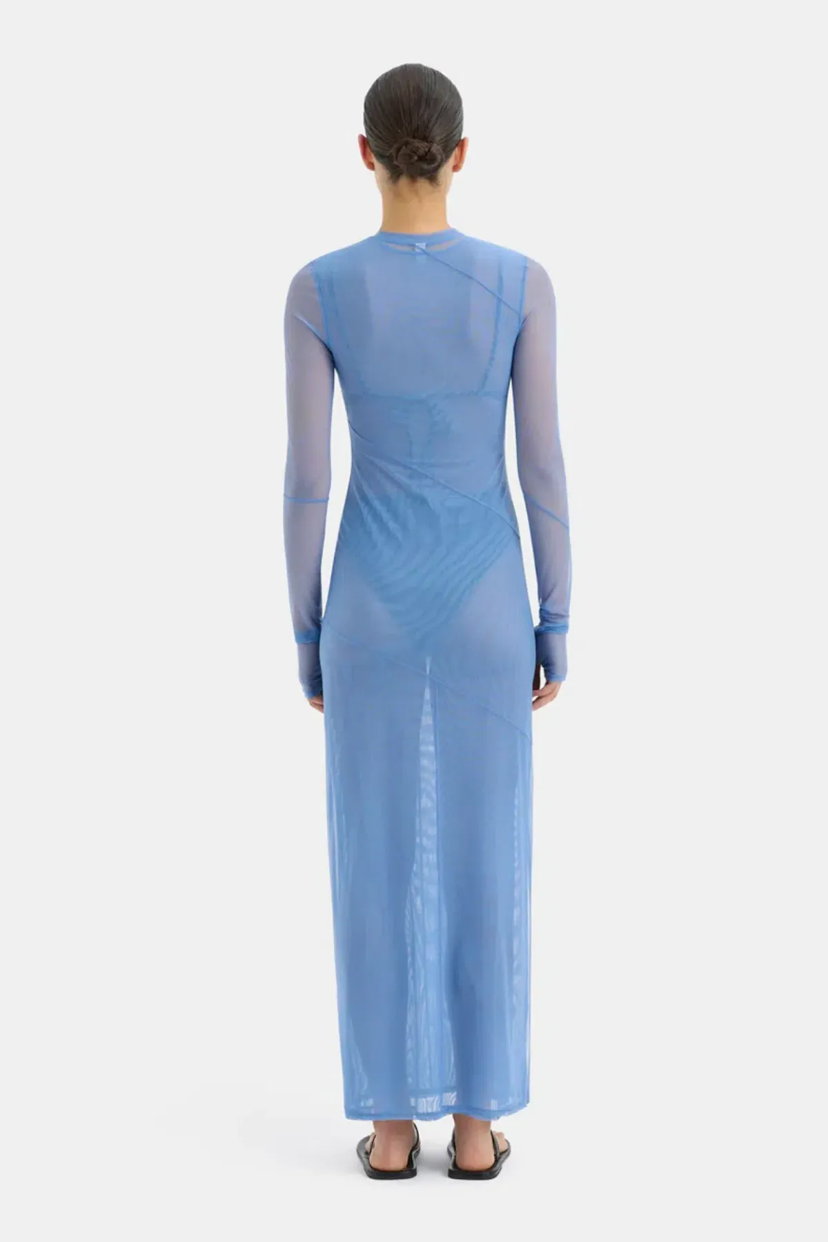 Sir the Label Jacques Mesh Panelled Midi Dress Blue Size 2 / AU 10 - Image 3