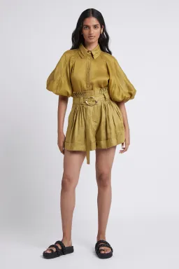 Aje Palms Puff Sleeve Shirt and Casabianca Tiered Skirt Set Yellow Size 10 for rent on The Volte - image 1