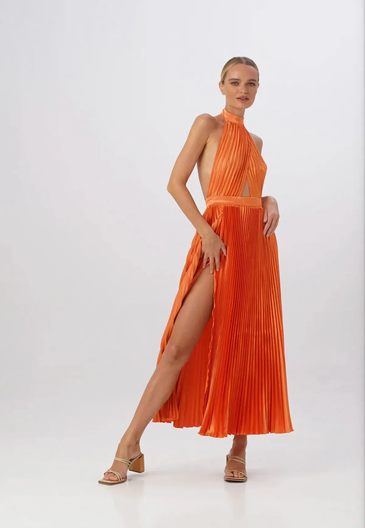 L'Idee Renaissance Split Gown in Tangelo Size XS / AU 6 - Image 1