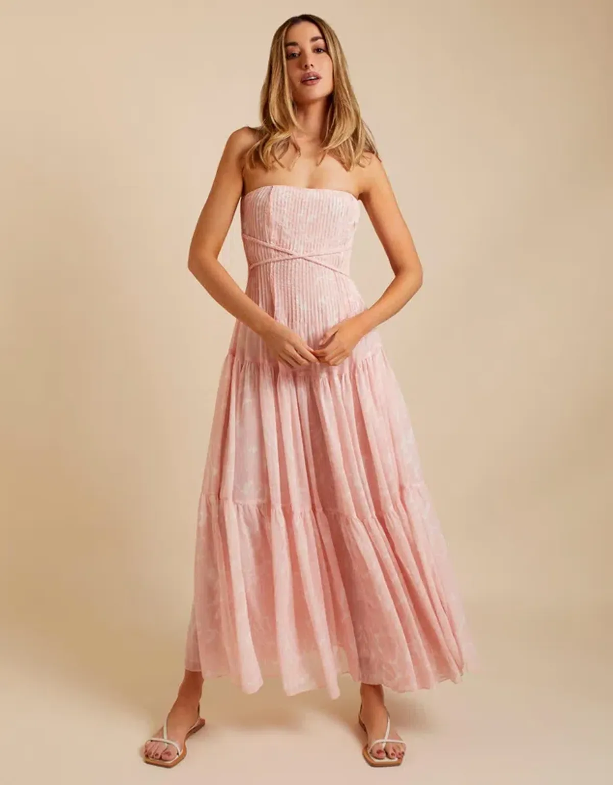 Lover Marigold Pleated Maxi Dress Pink Size 8 - Image 2