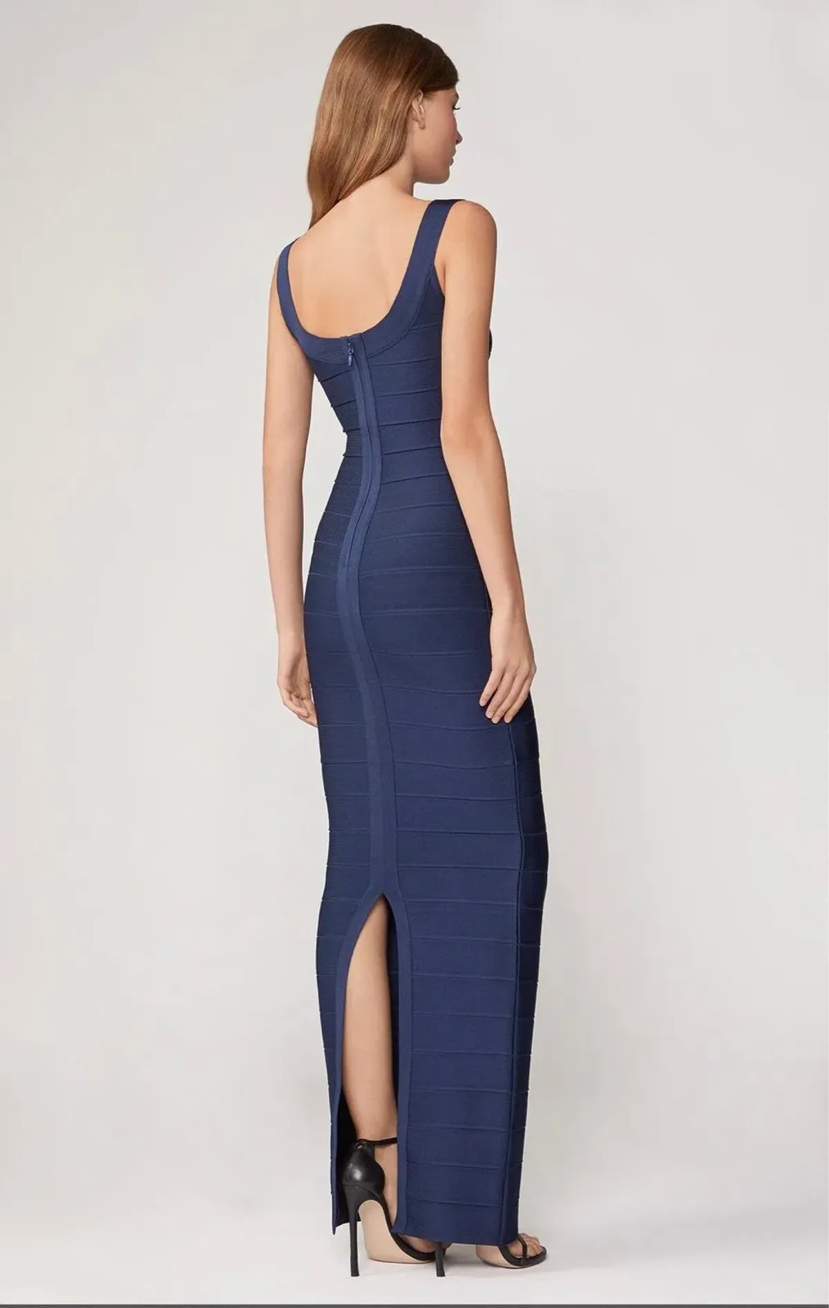 Herve Leger Navy Round Neck Gown Size XXS/AU 4 - Image 3