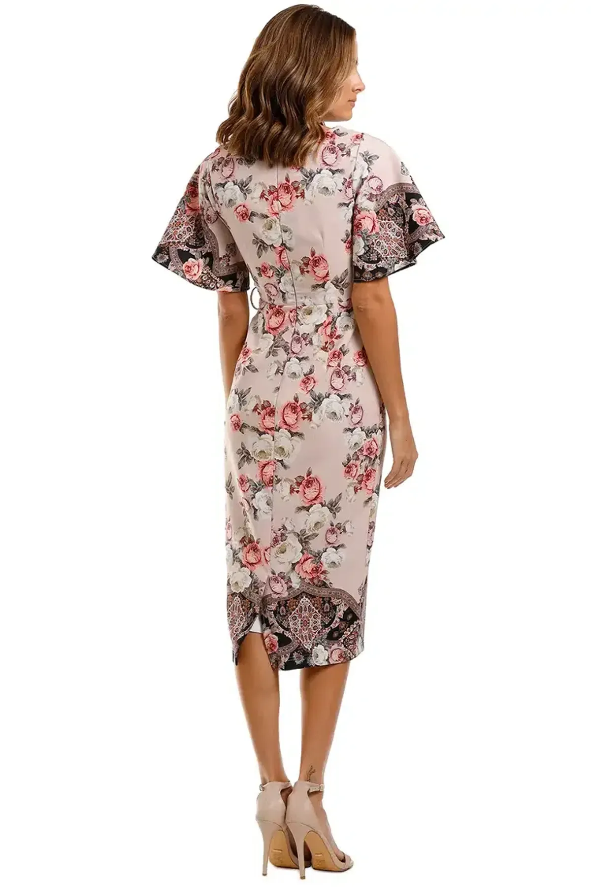 Pasduchas Chichi Sleeve Midi Dress Blush Size 14 - Image 3