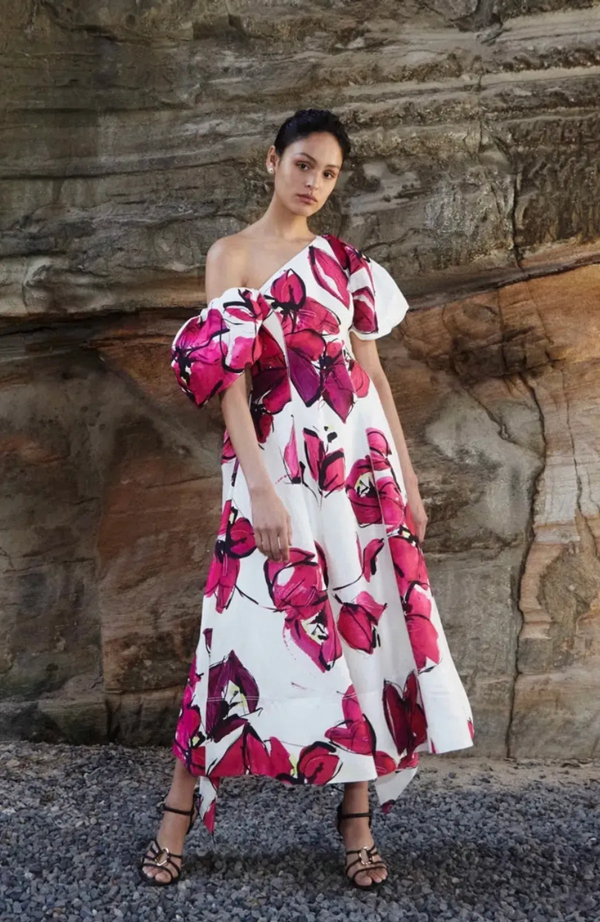 Aje Arista Tulip Sleeve Midi Dress Floral Size 16 - Image 1