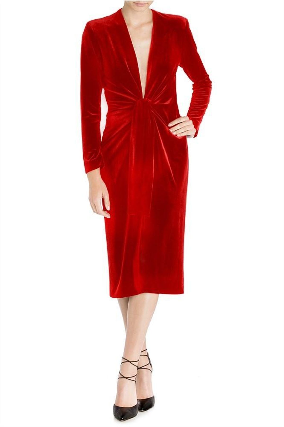Carla Zampatti Flame Velvet Dress Red Size 8 - Image 1