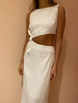 Sir the Label Ambroise Knot Midi Dress in White Size 6 for rent on The Volte - image 5