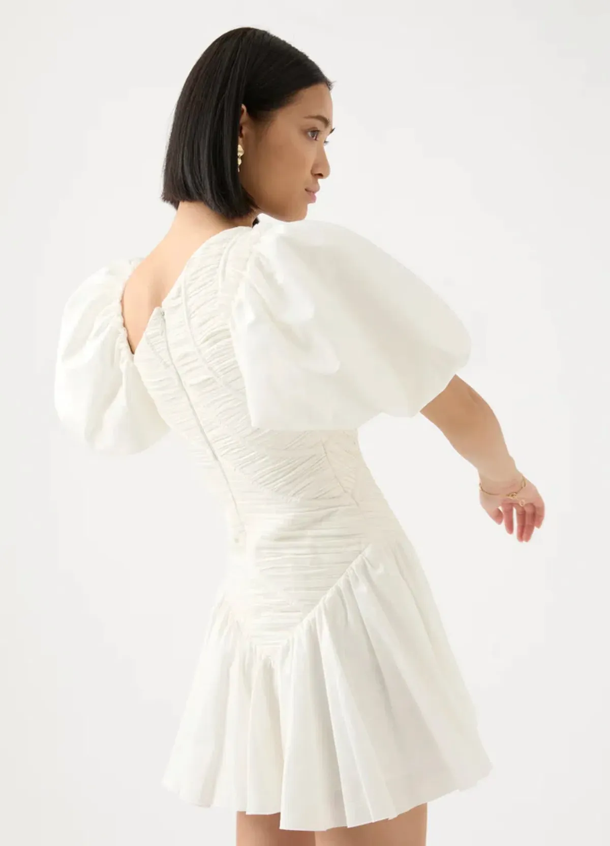 Aje Dawn Drawstring Mini hens Dress in white Ivory Size S / AU 8 - Image 2