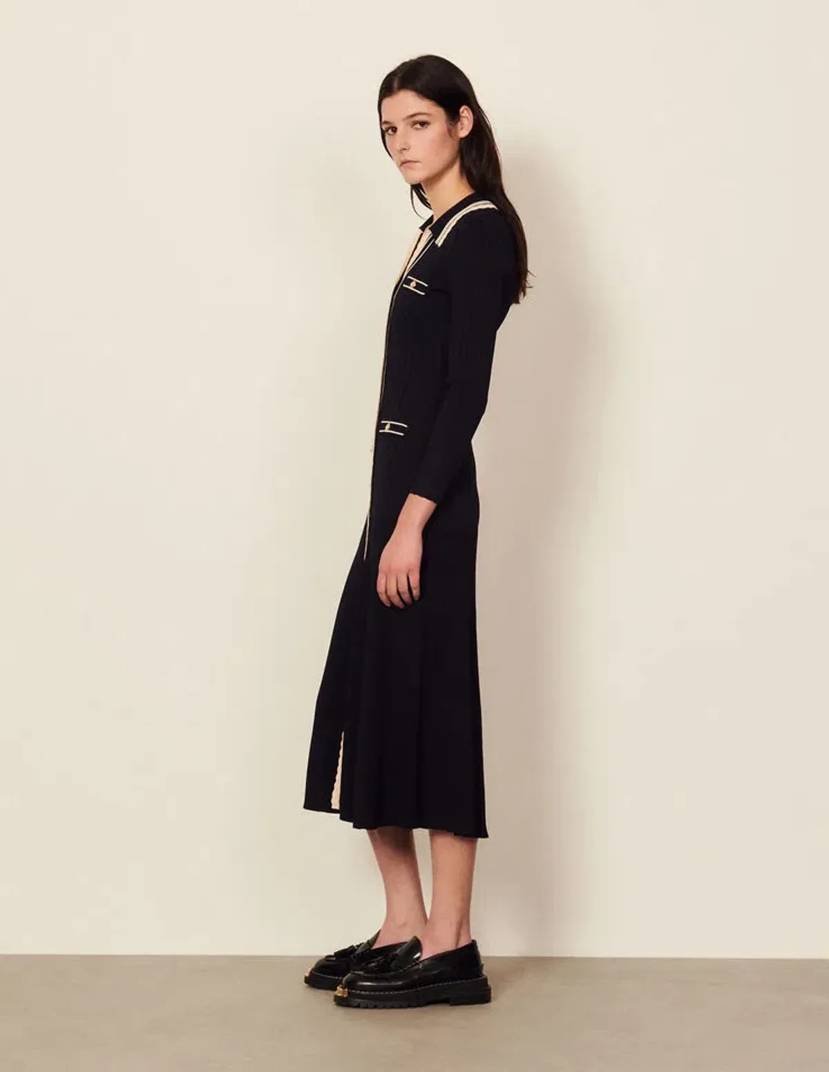 Sandro Paris Alexandrine Ribbed Knit Shirtdress Size 40 / AU 10 - Image 4
