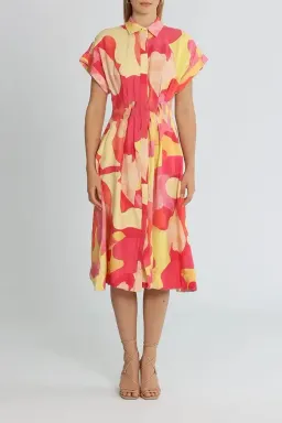 Rebecca Vallance Toretta Midi Dress Multi Print Yellow Size 12 for rent on The Volte - image 1