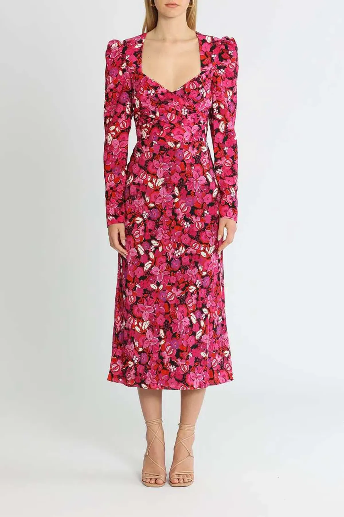 Rebecca Vallance Bramble Midi Fuschia Pink Print Size 12 - Image 1