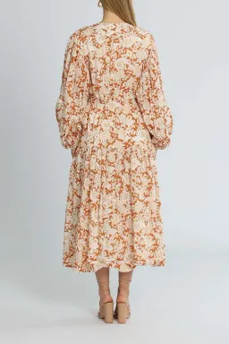 Shona Joy Flor Midi Dress Orange Floral Size 14 for rent on The Volte - image 3