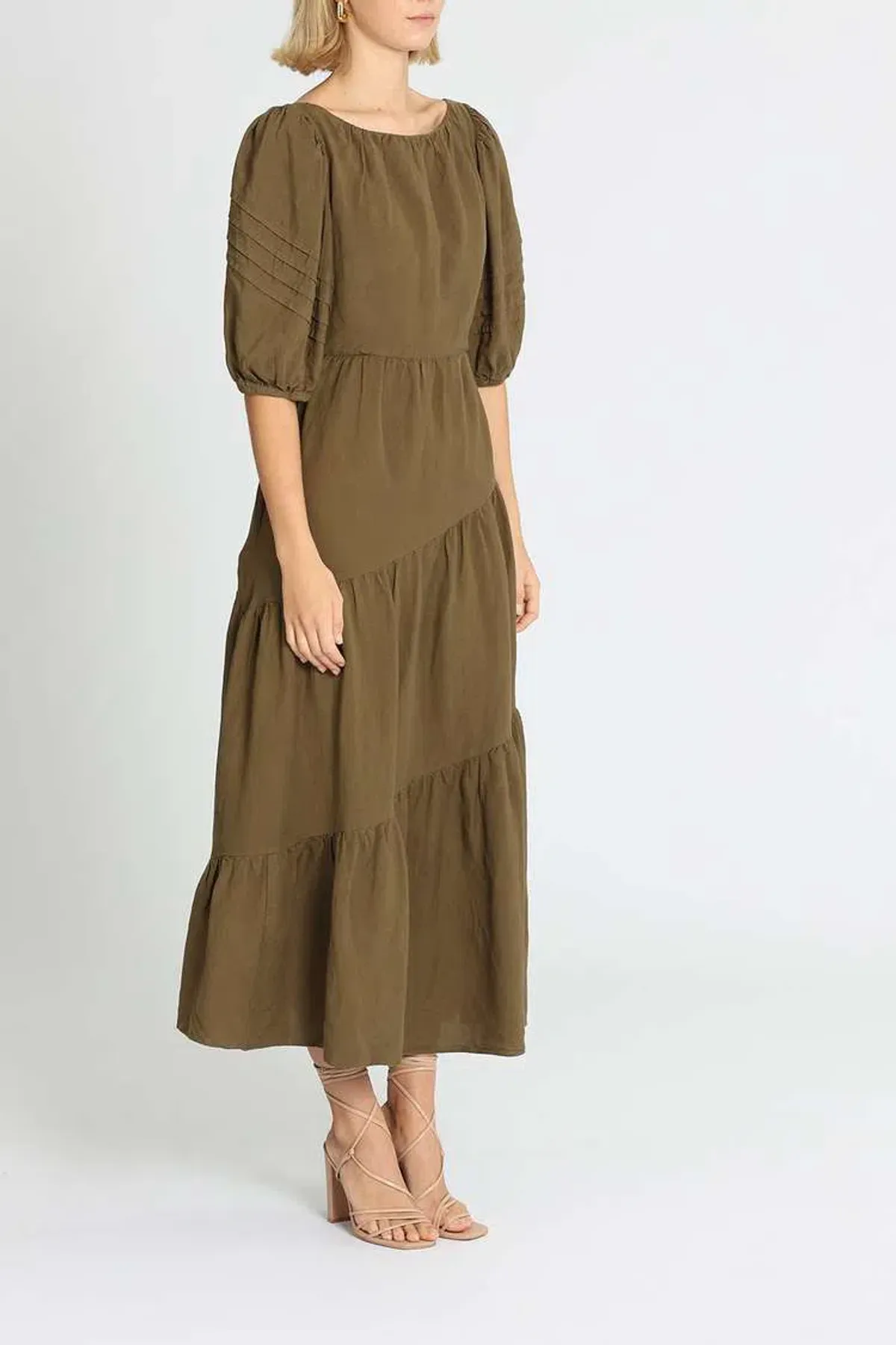 Shona Joy Juliana Midi Dress Khaki Size 14 - Image 2