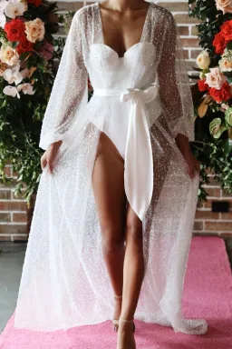 HOMEBODII Beaded Athena Bridal Robe Beaded Size 8 for rent on The Volte - image 2