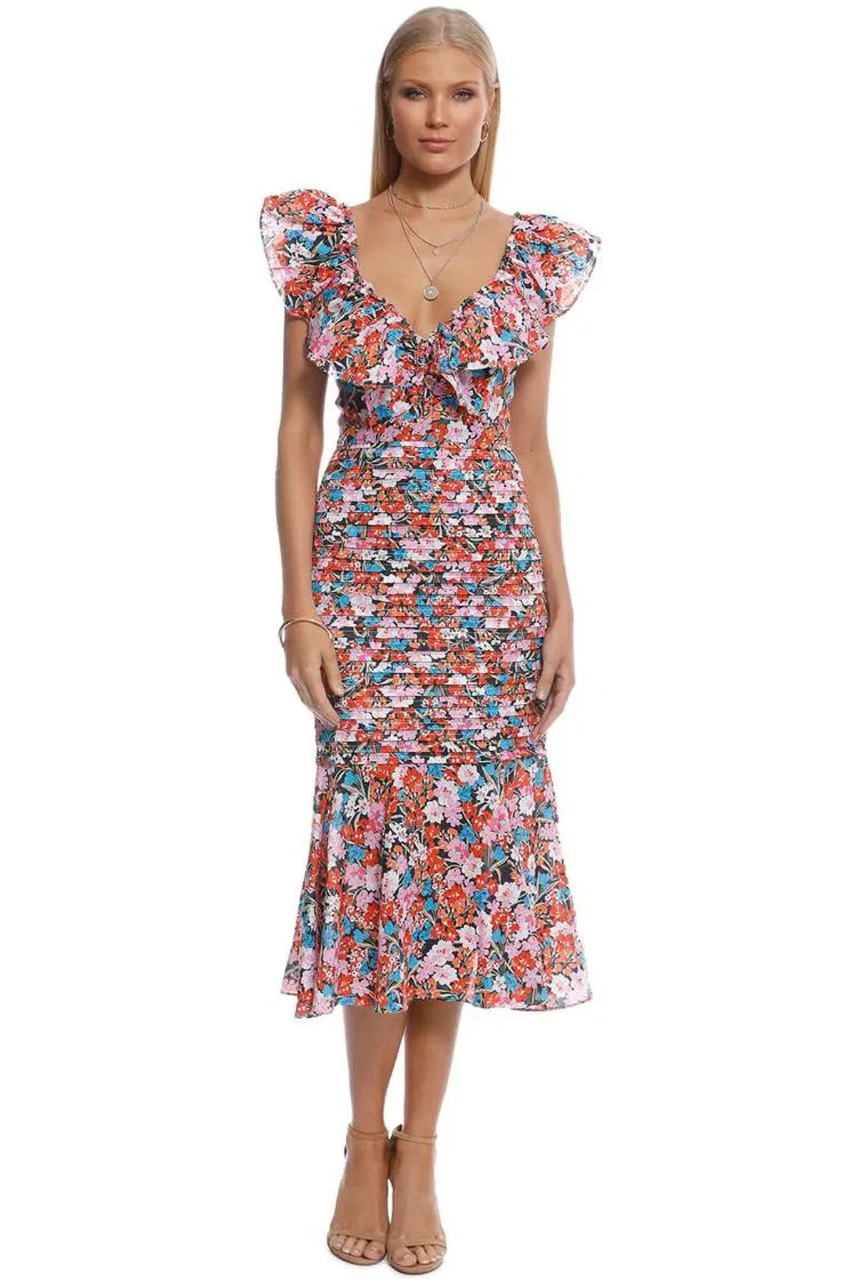 Talulah Cloud Nine Midi Dress Multi Floral Size 12 - Image 1